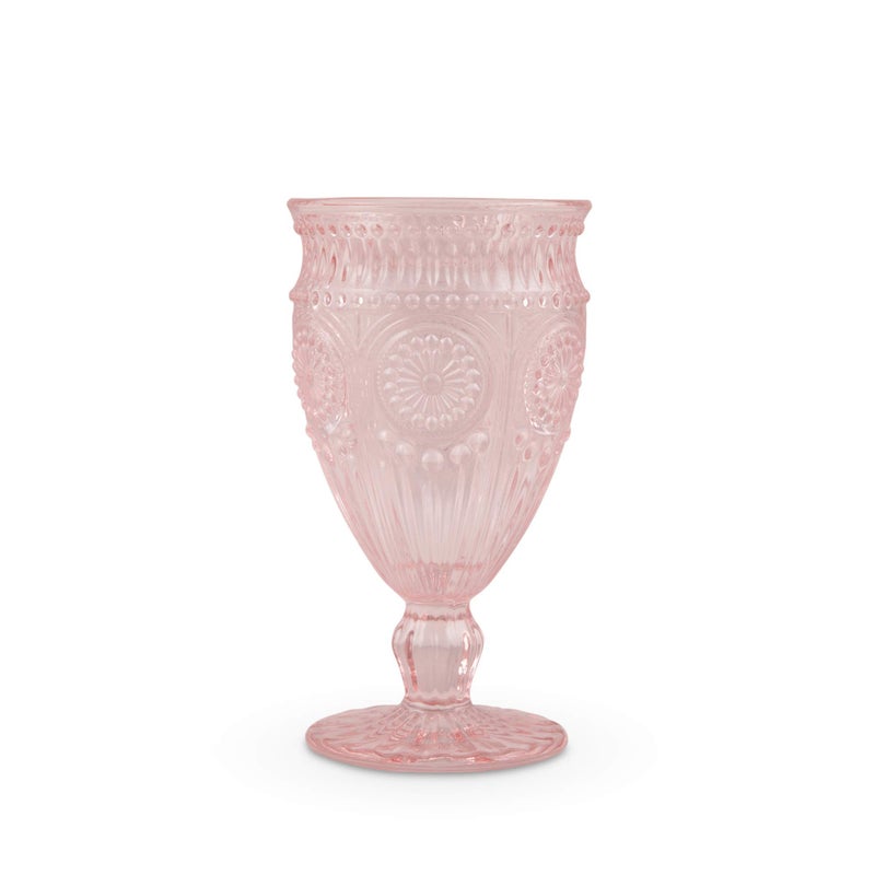 Weddingstar Vintage Inspired Pressed Glass Goblet, Blush Pink, 10 fluid ounces - Image 1